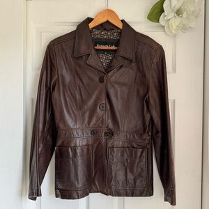 Kenneth Cole Vintage Brown Leather Coat